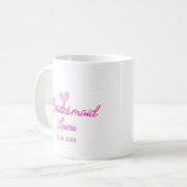 Mug PINK coeur minimal ajouter nom bridesmaid année ca (Devant gauche)