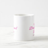 Mug PINK coeur minimal ajouter nom bridesmaid année ca (Centre)