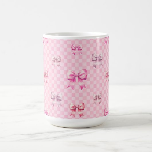 Mug Pink Coquette Bow Checboard (Centre)