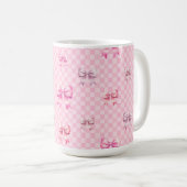 Mug Pink Coquette Bow Checboard (Devant droit)