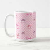 Mug Pink Coquette Bow Checboard (Gauche)