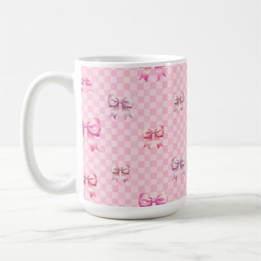 Mug Pink Coquette Bow Checboard (Gauche)