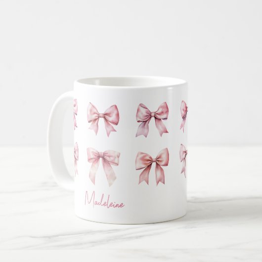 Mug Pink Coquette Bow Custom Name (Devant gauche)
