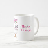 Mug Pink Cowgirl Hat Cow Print Bow Goose (Devant droit)