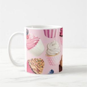 Mug Pink Cupcakes Pastel : Motif Vintage.