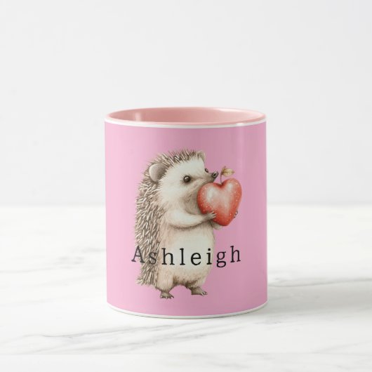 Mug Pink Cute Hedgehog Heart Animal (Centre)