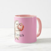 Mug Pink Cute Hedgehog Heart Animal (Devant droit)