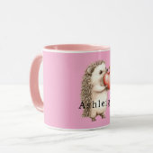 Mug Pink Cute Hedgehog Heart Animal (Devant gauche)