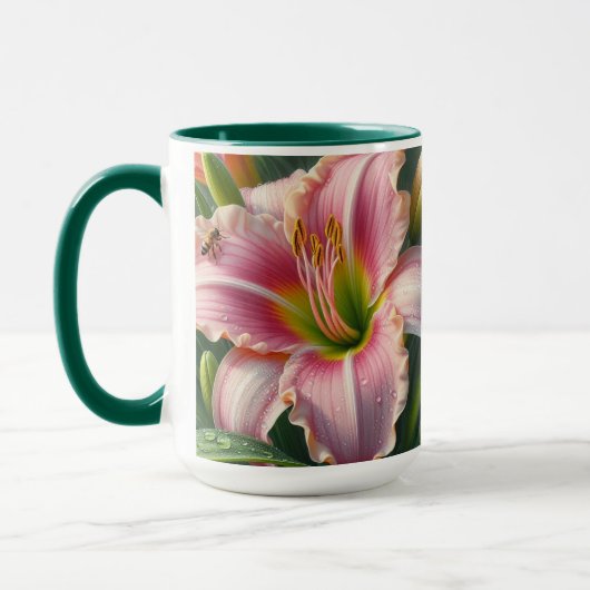Mug Pink Daylily Floral (Gauche)