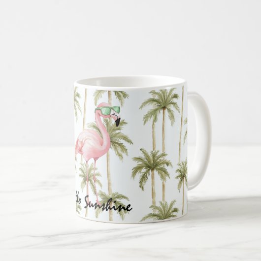Mug Pink Flamingo Palm Trees (Devant droit)