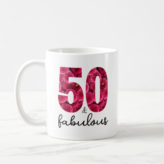 Mug Pink Floral 50 et Fabulous 50th Birthday Party (Gauche)