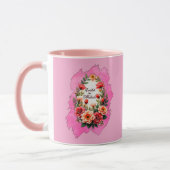 Mug Pink Floral Easter Egg – Spring Art - caneca (Gauche)