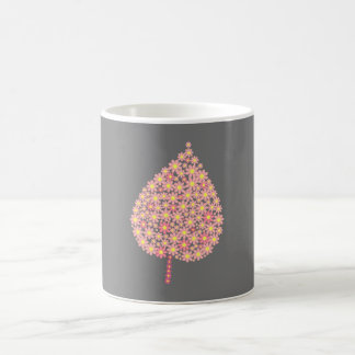 Mug Pink Floral Leaf on Dark Grey Background – Elegant