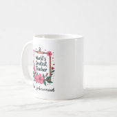Mug Pink Floral Pencil Frame Worlds Greatest Teacher (Devant gauche)