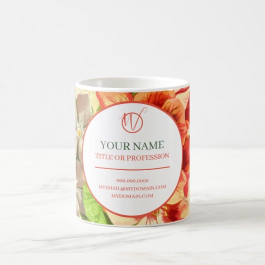 Mug Pink Floral Your Profession and Website, ZSSG (Centre)