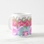 Mug Pink Flower Teapot - Design floral élégant pour ch (Devant gauche)