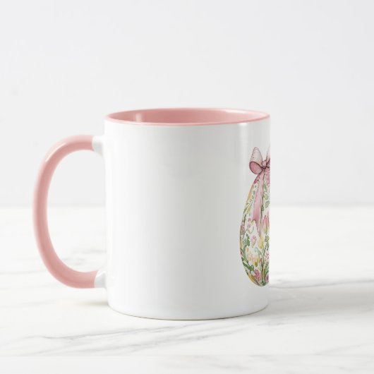 Mug Pink Flowers Easter Egg Bow (Gauche)