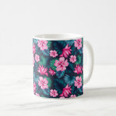 Mug Pink Flowers with Green Leaves Partern-79066 (Devant droit)