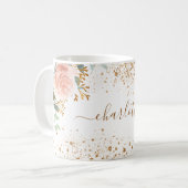 Mug Pink forals eucalyptus or éclat nom (Devant gauche)