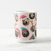 Mug Pink Funny Christmas Casquettes Chien photo Collag (Centre)