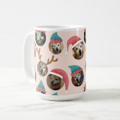 Mug Pink Funny Christmas Casquettes Chien photo Collag (Devant gauche)