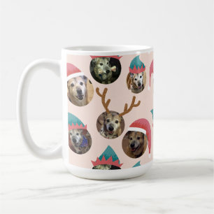 Mug Pink Funny Christmas Casquettes Chien photo Collag