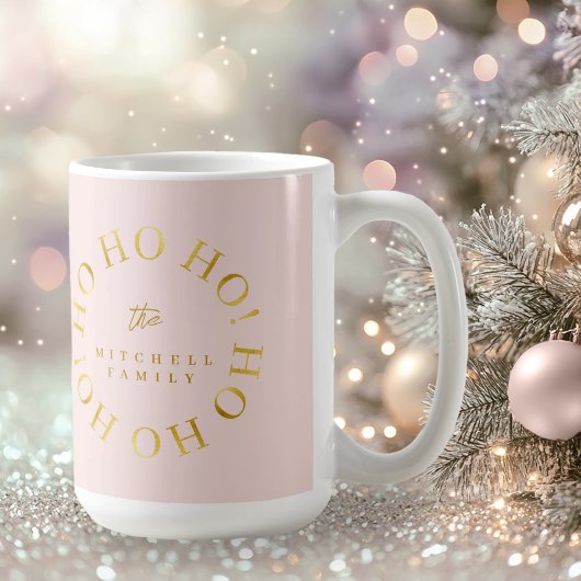 Mug Pink Gold Christmas Ho Ho Ho ID1009