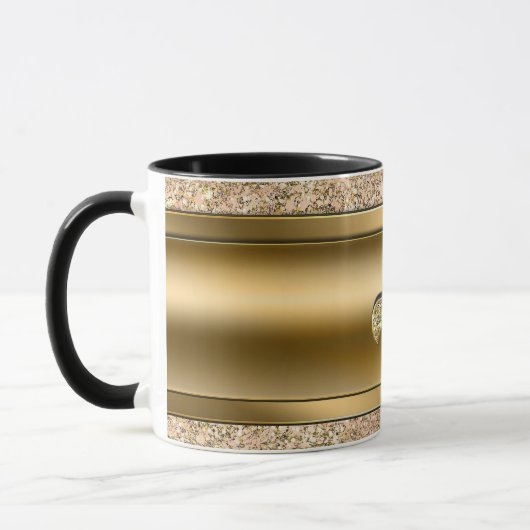 Mug Pink & Gold Sparkle Glittery Fleur de lis Chic (Gauche)