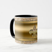 Mug Pink & Gold Sparkle Glittery Fleur de lis Chic (Devant gauche)