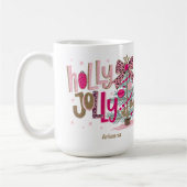 Mug Pink Gold Tree Holly Jolly Noël (Gauche)