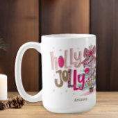 Mug Pink Gold Tree Holly Jolly Noël