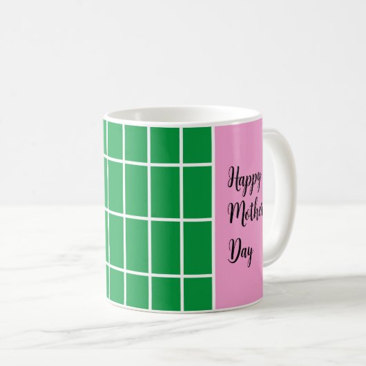 Mug Pink & Green Trois initial de la fête des mères ca (Devant droit)