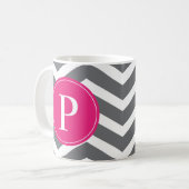 Mug Pink Grey Chevron Monogramme (Devant gauche)