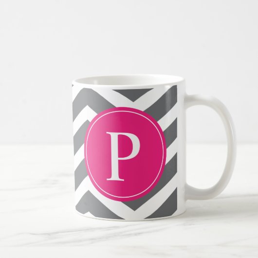 Mug Pink Grey Chevron Monogramme (Droite)