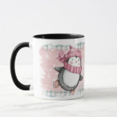 Mug Pink Grey Snowflake Pingouin Fête Musique (Gauche)