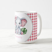 Mug Pink Hair Bow mignon Eléphant Baby shower maman (Devant droit)