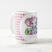 Mug Pink Hair Bow mignon Eléphant Baby shower maman (Devant gauche)