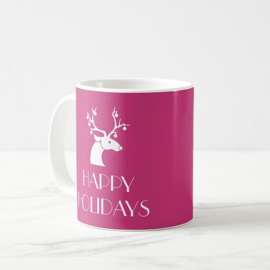 Mug Pink HAPPY VACANCES Noël Reindeer Nom (Devant gauche)