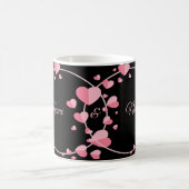 Mug Pink Heart Black Geometric Wedding Party Elegant (Centre)