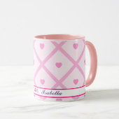 Mug Pink Heart Moderne Plaid Collection (Devant droit)