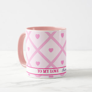 Mug Pink Heart Moderne Plaid Collection