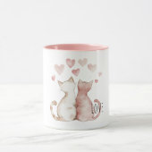 Mug Pink Hearts Cat Love (Centre)