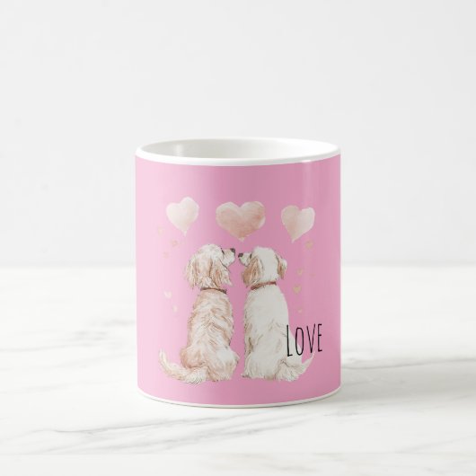 Mug Pink Hearts Dog Love (Centre)