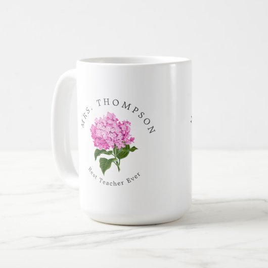 Mug Pink Hydrangea Grand-millénaire meilleur enseignan (Devant gauche)