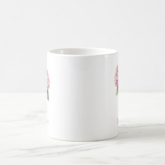 Mug Pink Hydrangea Spring Flower Floral Custom Name (Centre)