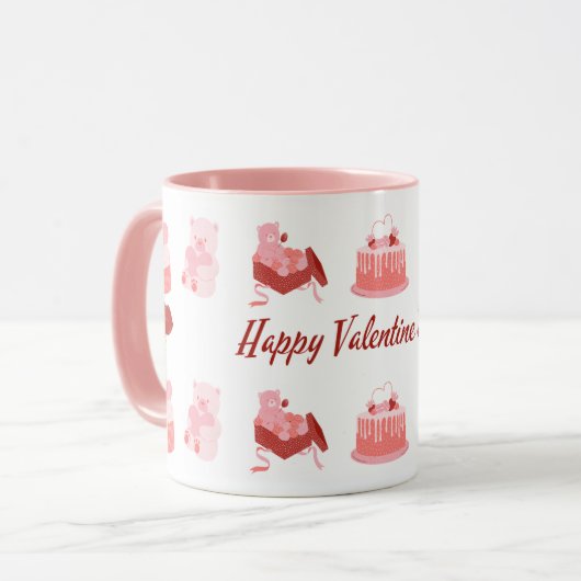 Mug Pink Illustrative Happy Valentine's Day Classic (Devant gauche)