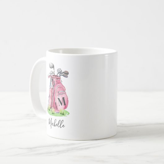 Mug Pink Initial Name Monogram (Devant gauche)