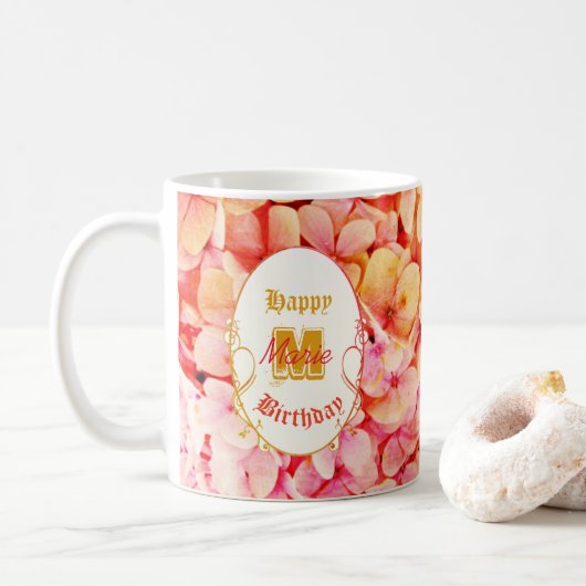 Mug Pink Keepsaké Typographie Élégant Joyeux Anniversa (Avec donut)