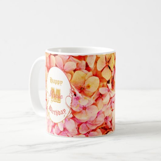 Mug Pink Keepsaké Typographie Élégant Joyeux Anniversa (Devant gauche)