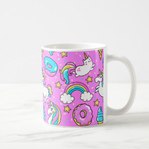 Mug Pink Kitschy glittery drôle de licorne et de chat